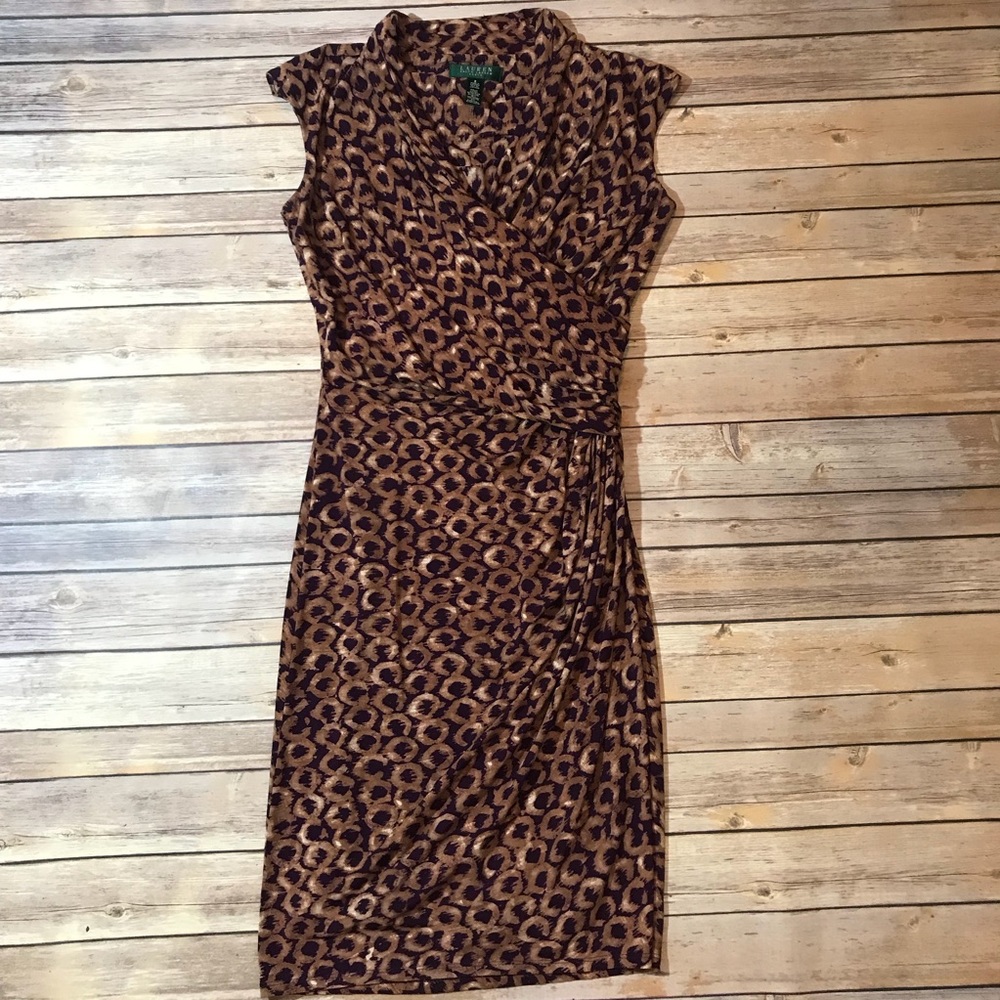 Lauren Ralph Lauren faux wrap knee length dress 8